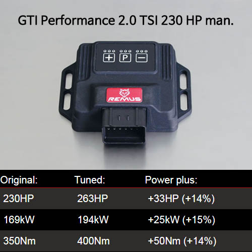 칩튠 맵핑 보조ECU 폭스바겐 레무스 코리아 파워라이져 VW Golf VII (AU) (2012-) GTI Performance 2.0 TSI 230 HP man. SKU B918006